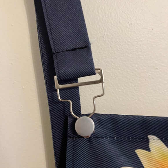 BLUE SUNFLOWER BIB SIDE ZIP COTTAGE CORE GRANNY CORE BOHO OVERALLS - Picture 2 of 13